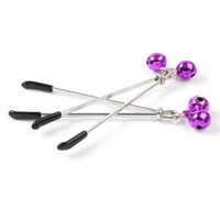 TGV Dark Nipple Clamp With Bells Bondage BDSM Sex Toy For Women Couples Men Purple