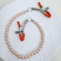 Nipple Clamps With Chain Pearls Bondage Toy For Couples BDSM S+M White