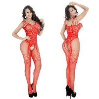 Crotchless Bodystockings Sexy Outfit Bodysuit Stockings Fishnet Lingerie Nylon Red