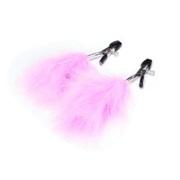 Nipple Clamps Clips with Feathers Fetish BDSM Sex Toy For Women Couples Bondage S+M Adjustable Twist Pink