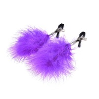 Nipple Clamps Clips with Feathers Fetish BDSM Sex Toy For Women Couples Bondage S+M Adjustable Twist Purple