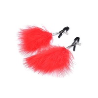 Nipple Clamps Clips with Feathers Fetish BDSM Sex Toy For Women Couples Bondage S+M Adjustable Twist Red