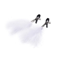 Nipple Clamps Clips with Feathers Fetish BDSM Sex Toy For Women Couples Bondage S+M Adjustable Twist White