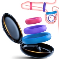 TGV Dark 3 Pack Cock Rings With Case Premium Silicone Delay Ejaculation Erection Aid