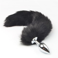 Stainless Steel Anal Butt Plug Foxtail Fox Tail Metal Anal Adult Sex Toy Black BDSM S+M