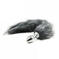 Stainless Steel Anal Butt Plug Foxtail Fox Tail Metal Anal Adult Sex Toy Black / White BDSM S+M
