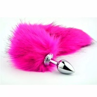 Stainless Steel Anal Butt Plug Foxtail Fox Tail Metal Anal Adult Sex Toy Rose Red BDSM S+M