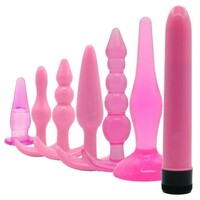 7 Piece Anal Butt Plug Set Vibrator 7 inch Multi Speed Sex Toy For Women Couples Men BDSM S+M Pink