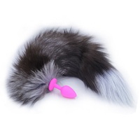 Anal Butt Plug Faux Fur Fox Bunny Cat Tail Couples S+M BDSM Sex Toy For Women Plug Foxtail Pink