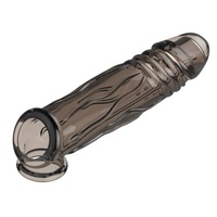 Black Penis Sleeve Extender Sex Toy For Men Cock Sleeve Extension Dildo Ring Male