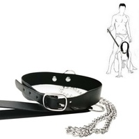 BDSM Soft Bondage Collar and Leash Metal Chain Restraints Couple Adult Sex Toy For Couples Women Men S+M