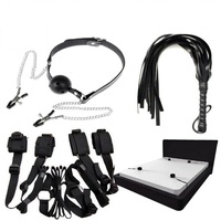 Under Bed Restraints Open Mouth Gag Whip BDSM Sex Toy For Men Women Couples Nipple Clamp Couples Kit BDSM S+M Black