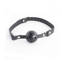 Breathable Ball Gag BDSM S+M Fetish Mouth Bondage Sex Toy Games Adult Synthetic PU Leather Black