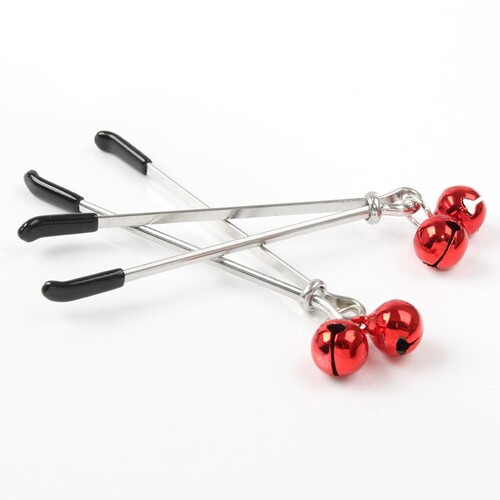 TGV Dark Nipple Clamp With Bells Bondage BDSM Sex Toy For Women Couples Men Red