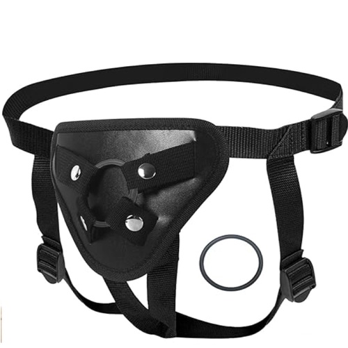 TGV Dark Strapon Belt Harness Strap-On Couples Lesbian Sexy BDSM Universal Leather Gay Black