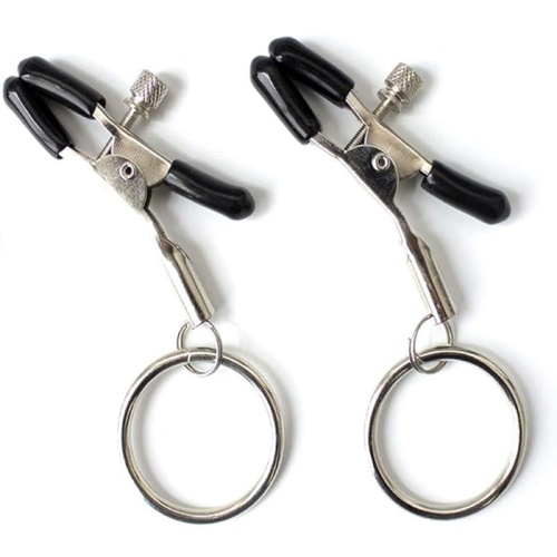 TGV Dark Adjustable Nipple Clamps with Loops BDSM Bondage S+M Sex Toy For Couples Unisex