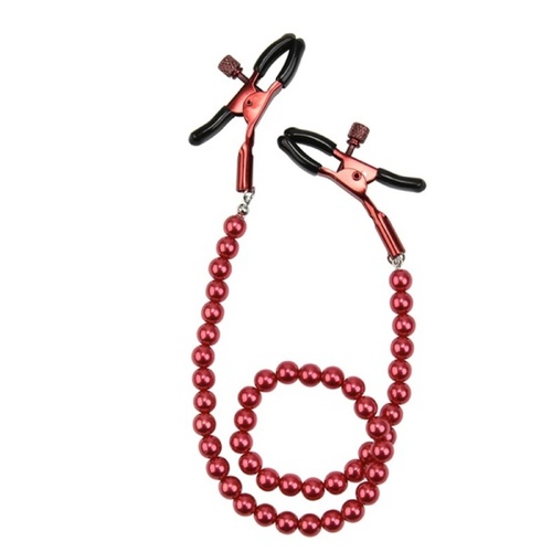 Nipple Clamps With Chain Pearls Bondage Toy For Couples BDSM S+M Red
