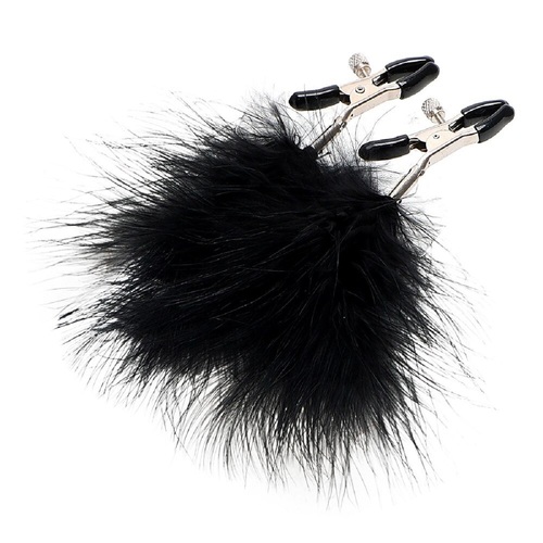 Nipple Clamps Clips with Feathers Fetish BDSM Sex Toy For Women Couples Bondage S+M Adjustable Twist Black