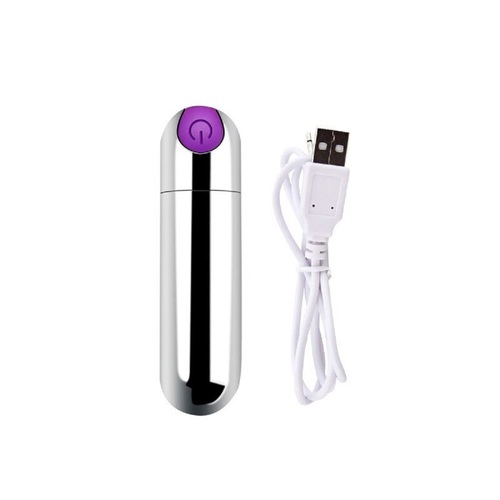 USB Rechargeable Bullet Vibrator Discreet Vibrating Massager Beginner Sex Toy Adult Powerful Silver