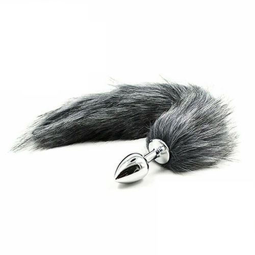 Stainless Steel Anal Butt Plug Foxtail Fox Tail Metal Anal Adult Sex Toy Black / White BDSM S+M