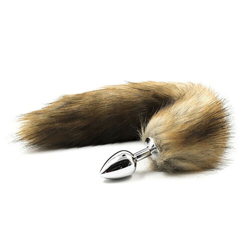 Stainless Steel Anal Butt Plug Foxtail Fox Tail Metal Anal Adult Sex Toy Brown BDSM S+M