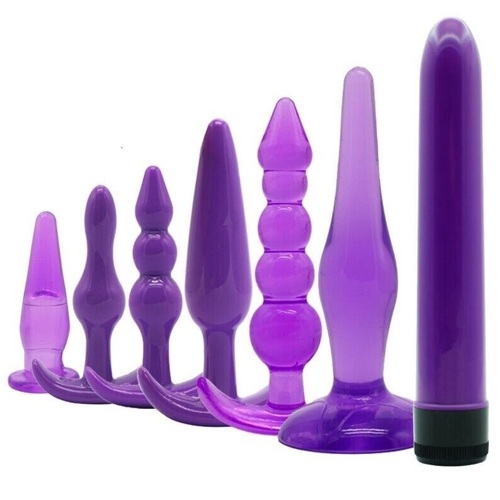 7 Piece Anal Butt Plug Set Vibrator 7 inch Multi Speed Sex Toy For Women Couples Men BDSM S+M Purple