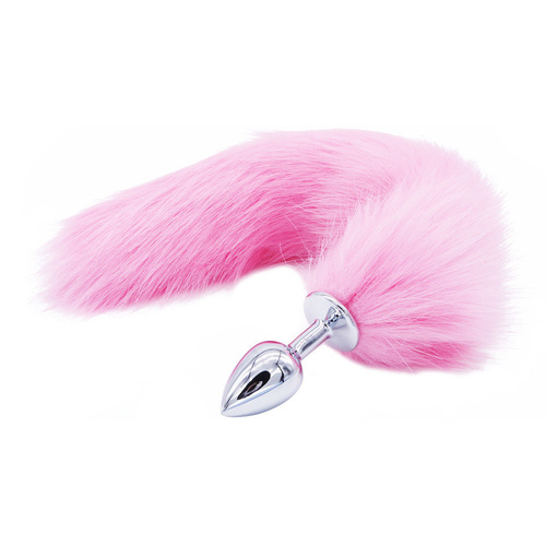 Pink Stainless Steel Anal Butt Plug Faux Fur Cat Fox Tail Metal Anal Sex Toy Foxtail