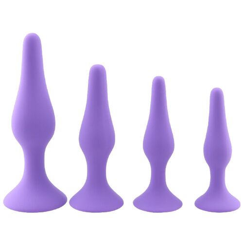 4 Pack Silicone Anal Butt Plug Adult Beads Trainer Kit Sub BDSM Sex Toy Couples Arse Purple