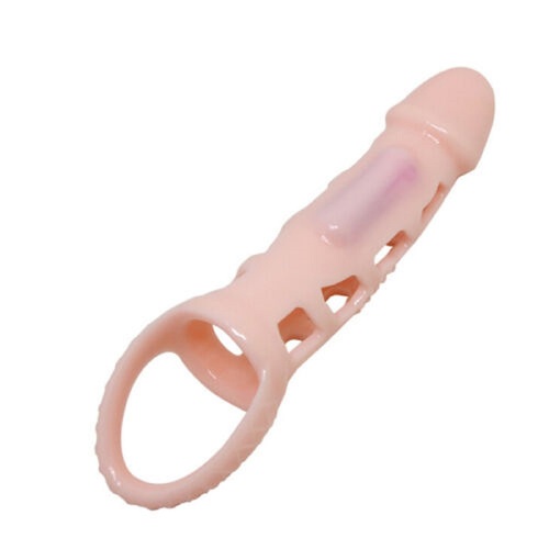 Vibrating Sleeve Penis Extender Cock Ring Delay Sleeve Extension Men Sex Toy For Men Balls Flesh