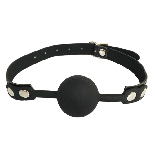 BDSM Bondage Silicone Mouth Ball Gag Adjustable PU Leather Fetish Set Sex Toy S+M Black