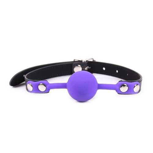 BDSM Bondage Silicone Mouth Ball Gag Adjustable PU Leather Fetish Set Sex Toy S+M Purple