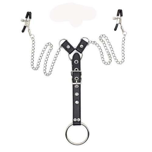 Nipple Chain Clamp Ball Cock Ring Harness Bondage Sex Toy Fetish BDSM S+M Mens Male