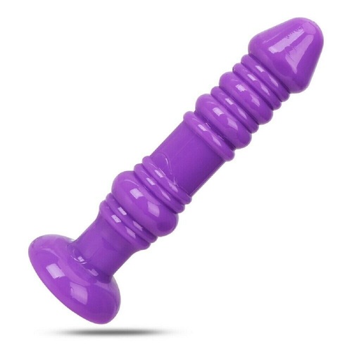 Dildo Ribbed Anal Plug Butt Realistic Dong Cock Adult Sex Toy For Women Men Couples GSpot Vaginal Purple