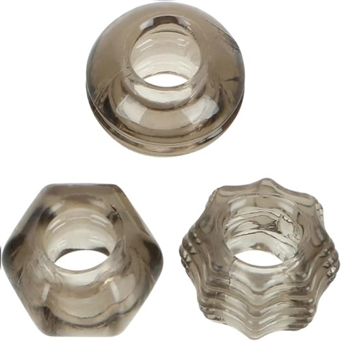 TGV Dark 3 Pack Thick Cock Rings Soft Stretchy Silicone | Stay Hard Penis-Rings Last Longer Black