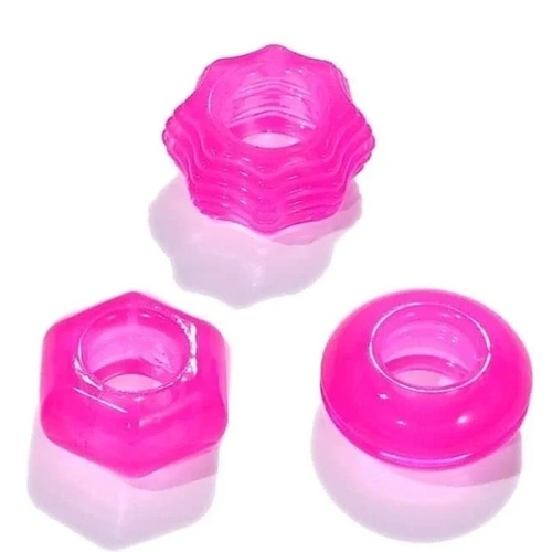 TGV Dark 3 Pack Thick Cock Rings Soft Stretchy Silicone | Stay Hard Penis-Rings Last Longer Pink