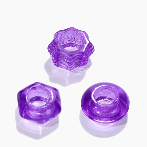 TGV Dark 3 Pack Thick Cock Rings Soft Stretchy Silicone | Stay Hard Penis-Rings Last Longer Purple