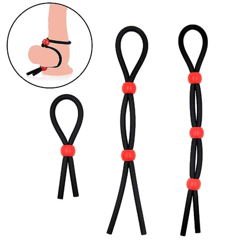 Adjustable Penis Cock Ring Rope Sex Toys For Adults Men Silicone Delay Balls Toy Couples Set Of 3